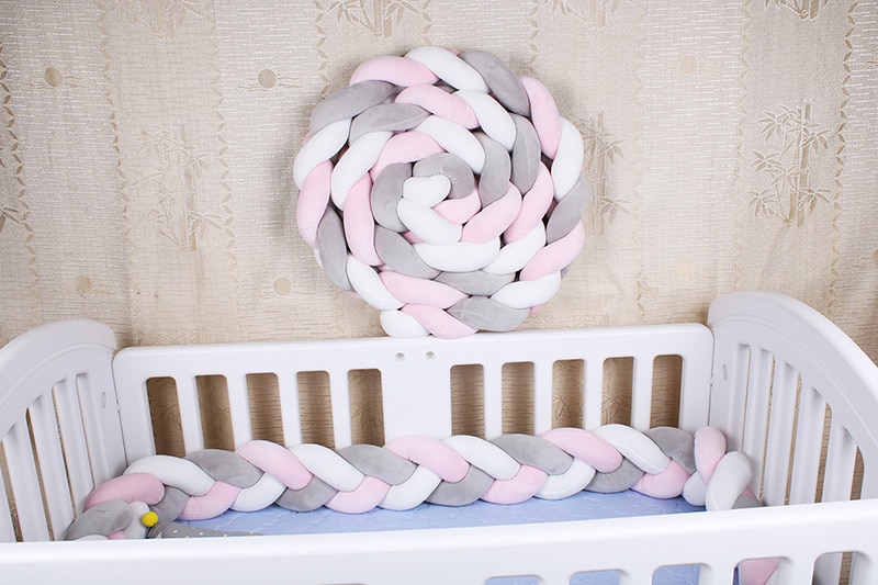 1M/2M/3M Length Nordic Knot Newborn Bumper Knot Long Knotted Braid Pillow Baby Bed Fence Woven Plush Crib Cushion Bed Fence